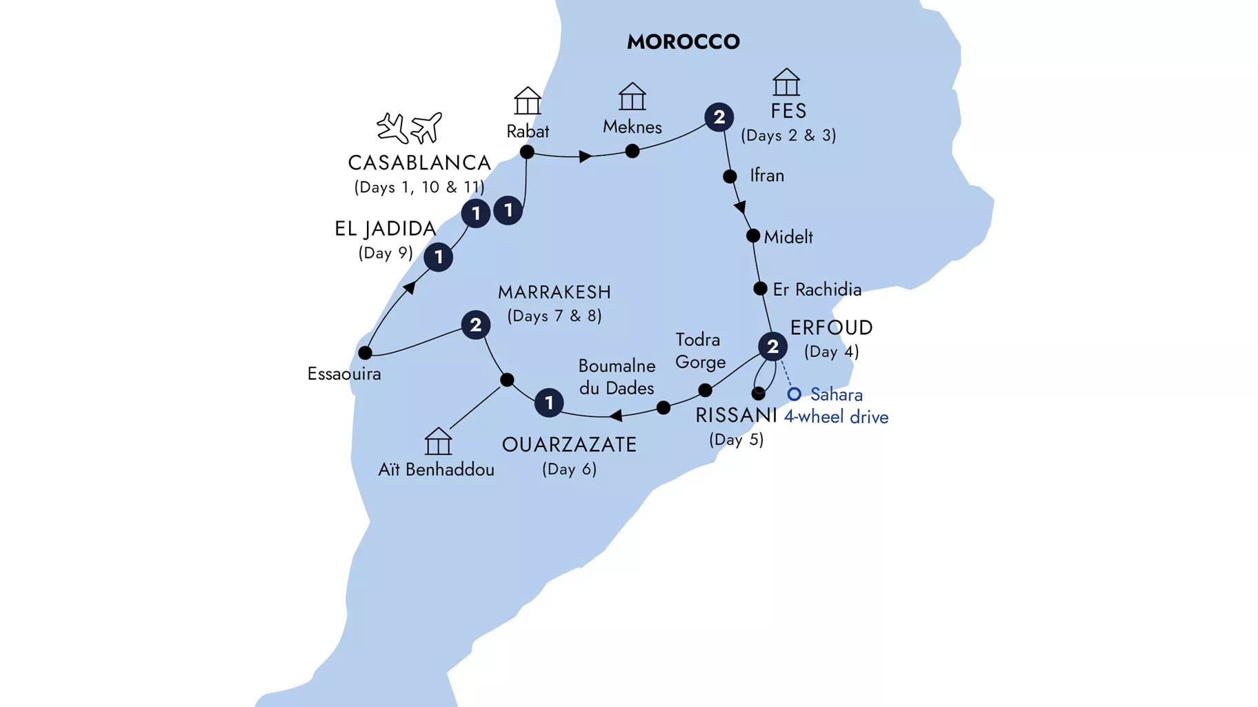 Map Best Morocco Guided Tour 2025