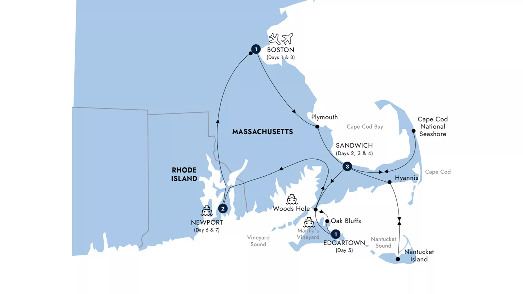 Map Treasures Cape Cod Islands Guided Tour 2026