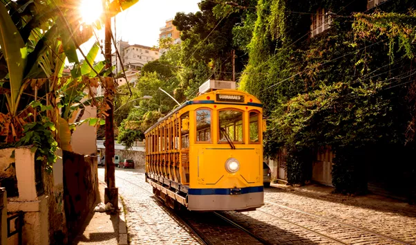 Old yellow tram, Rio de Janeiro, Brazil
