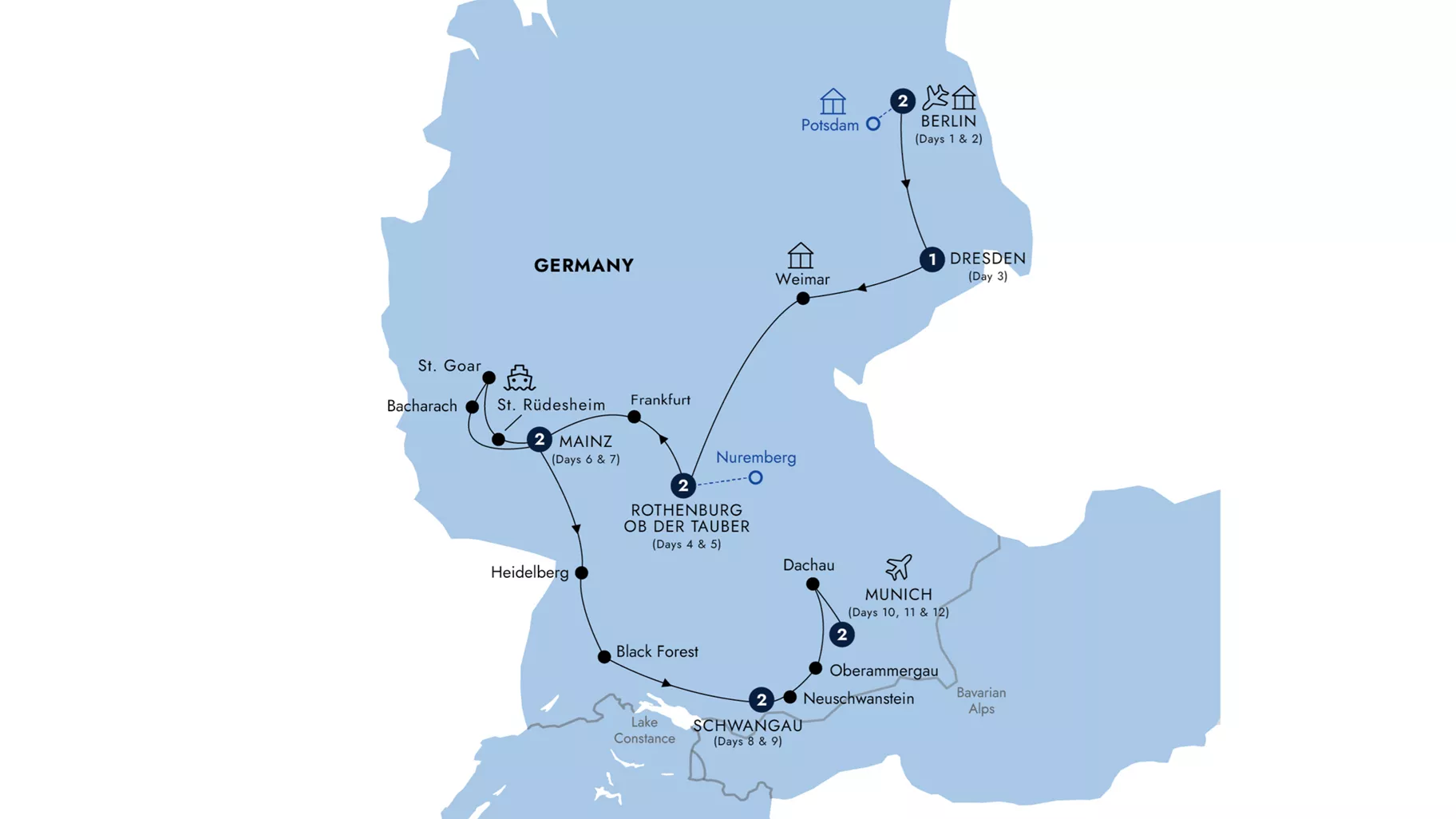 Map Best Germany Guided Tour 2026