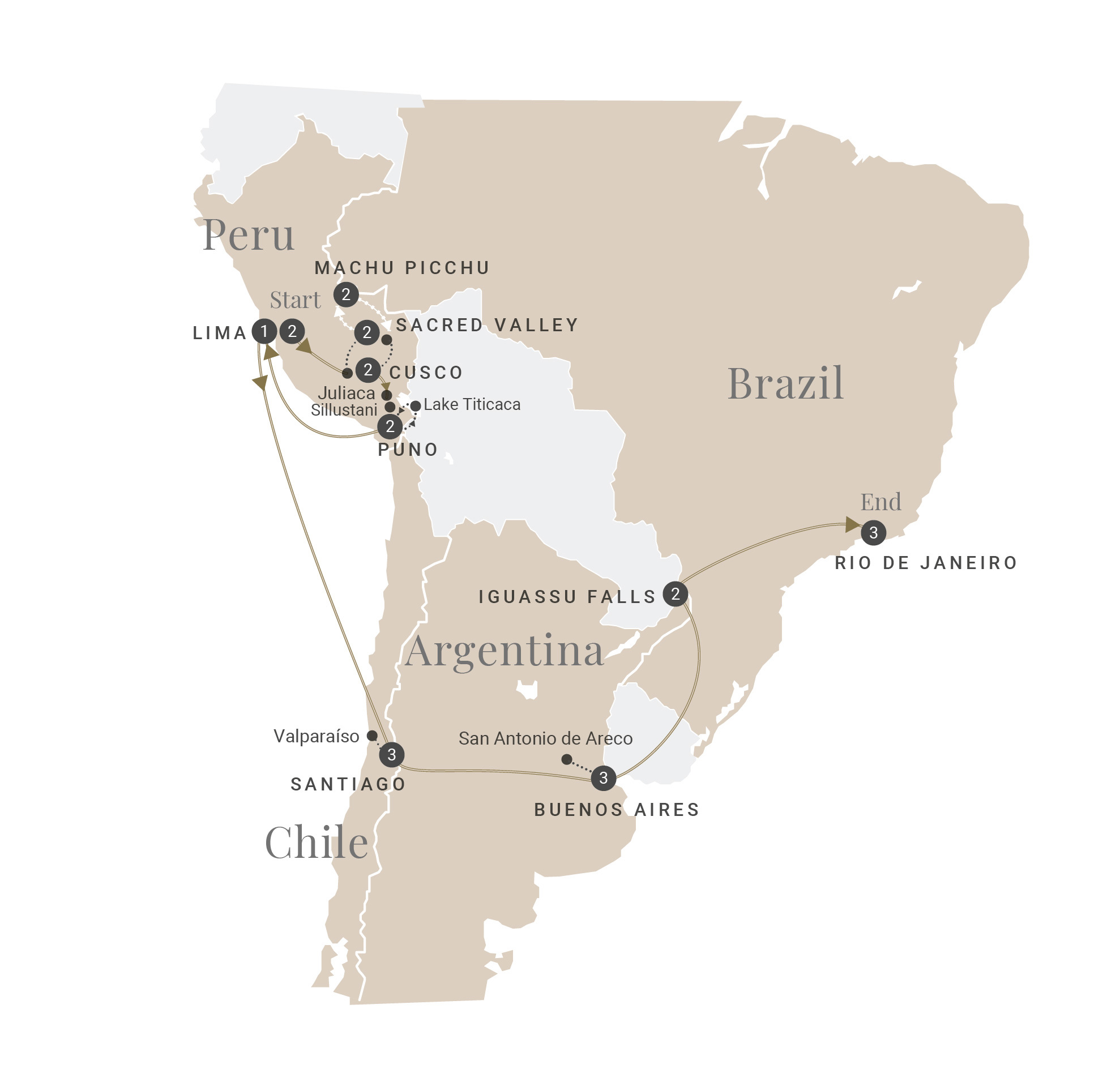 Map Grand South America Luxury Tour 2024