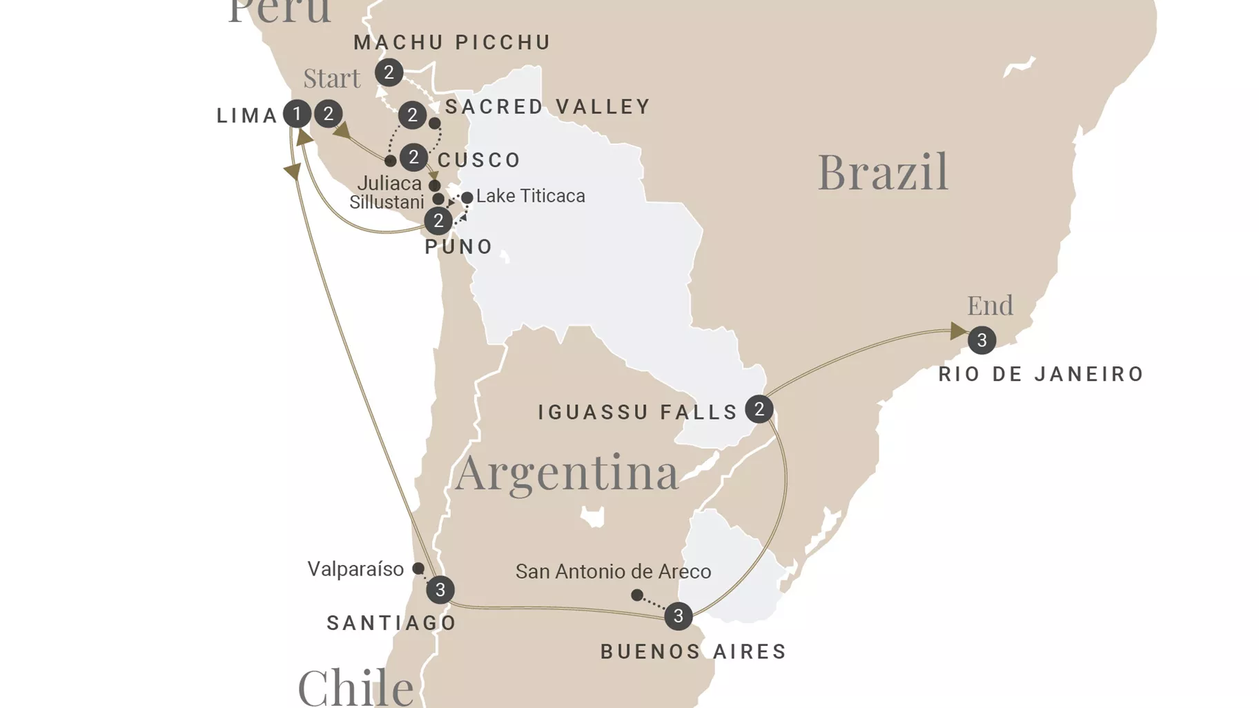 Map Grand South America Luxury Tour 2024
