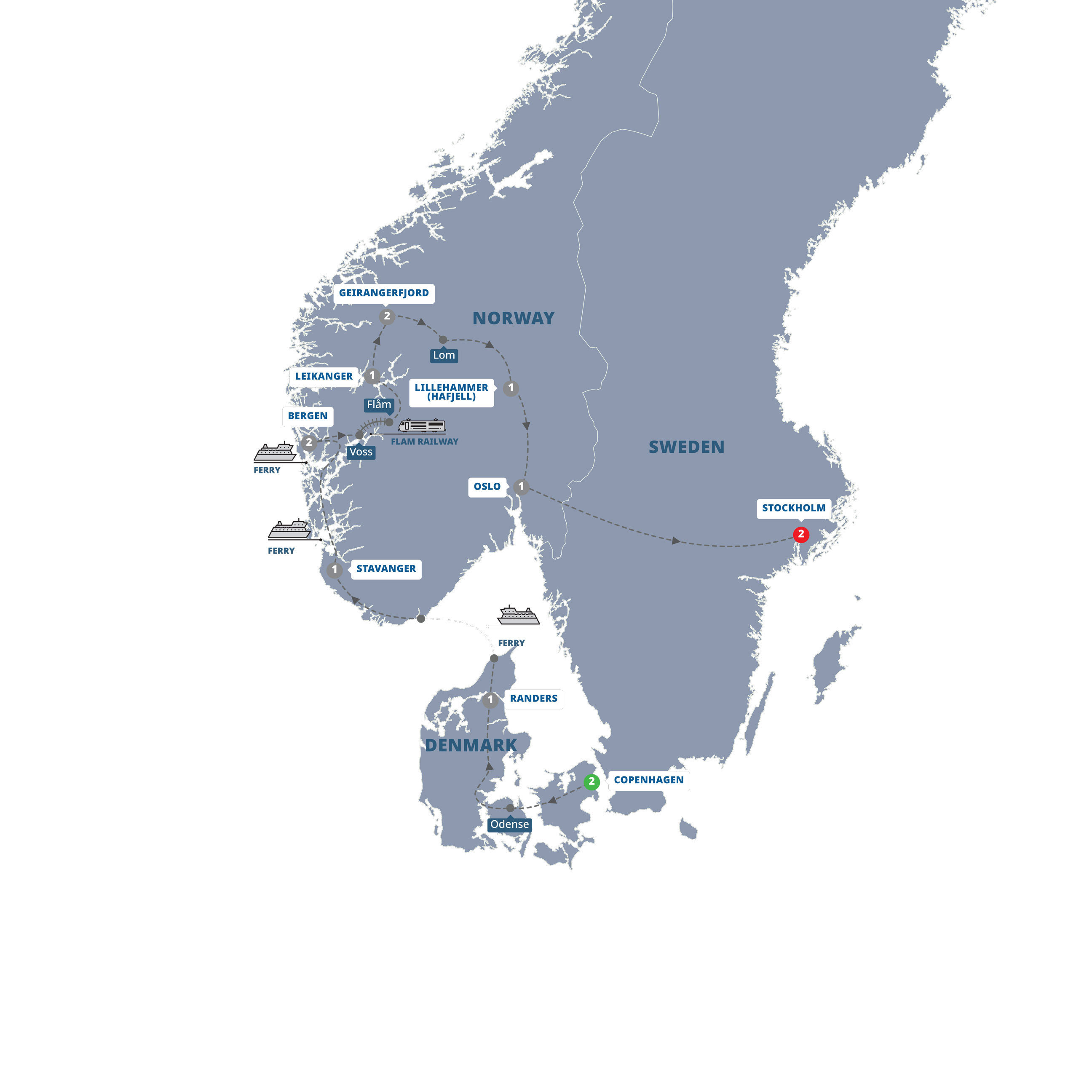 Scenic Scandinavia Its Fjords Guided Tour Map 2026