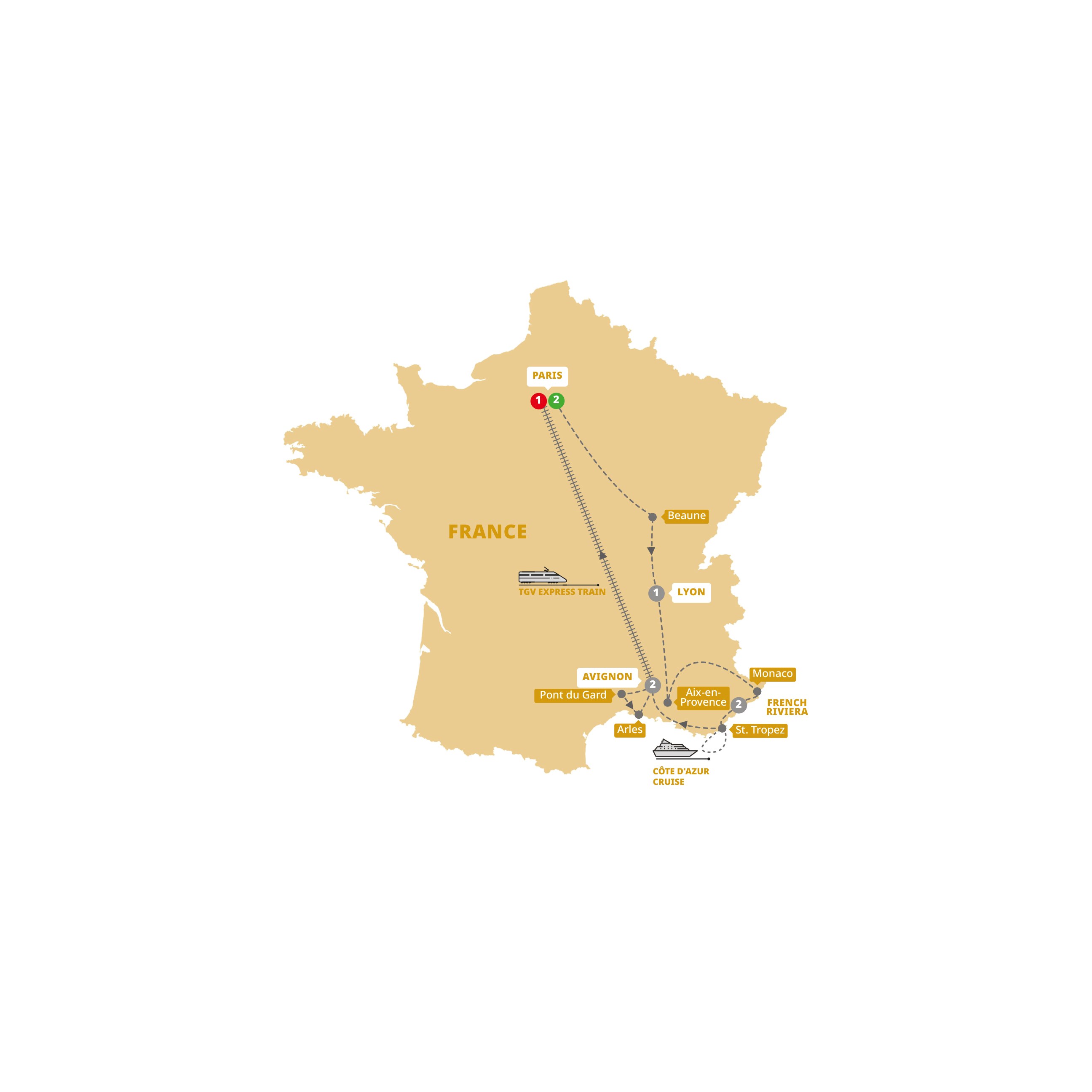 Wonderful France Guided Tour Map
