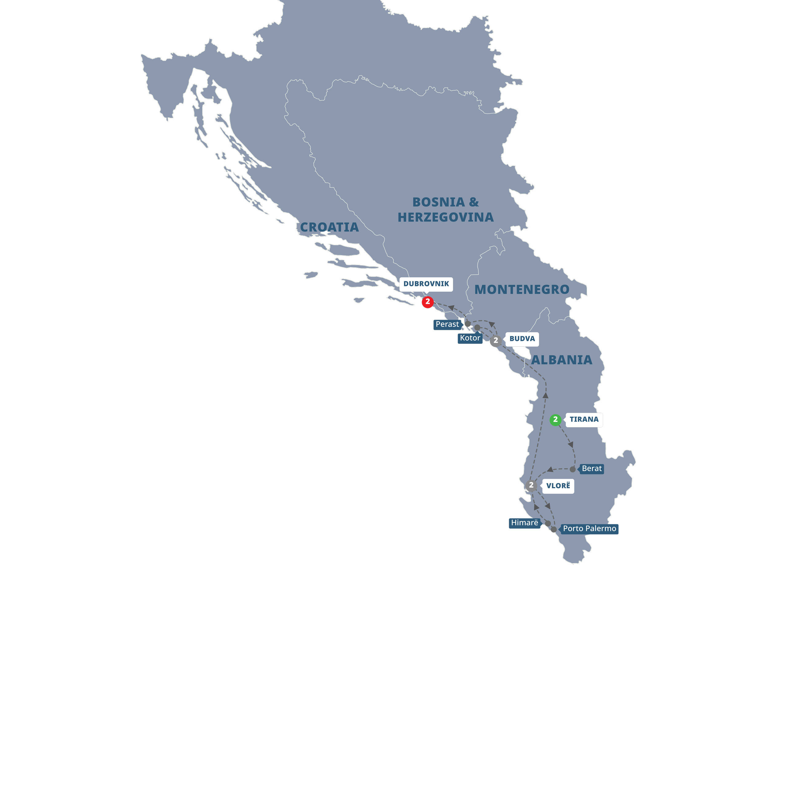 Balkans Coast Explorer Guided Tour Map 2026