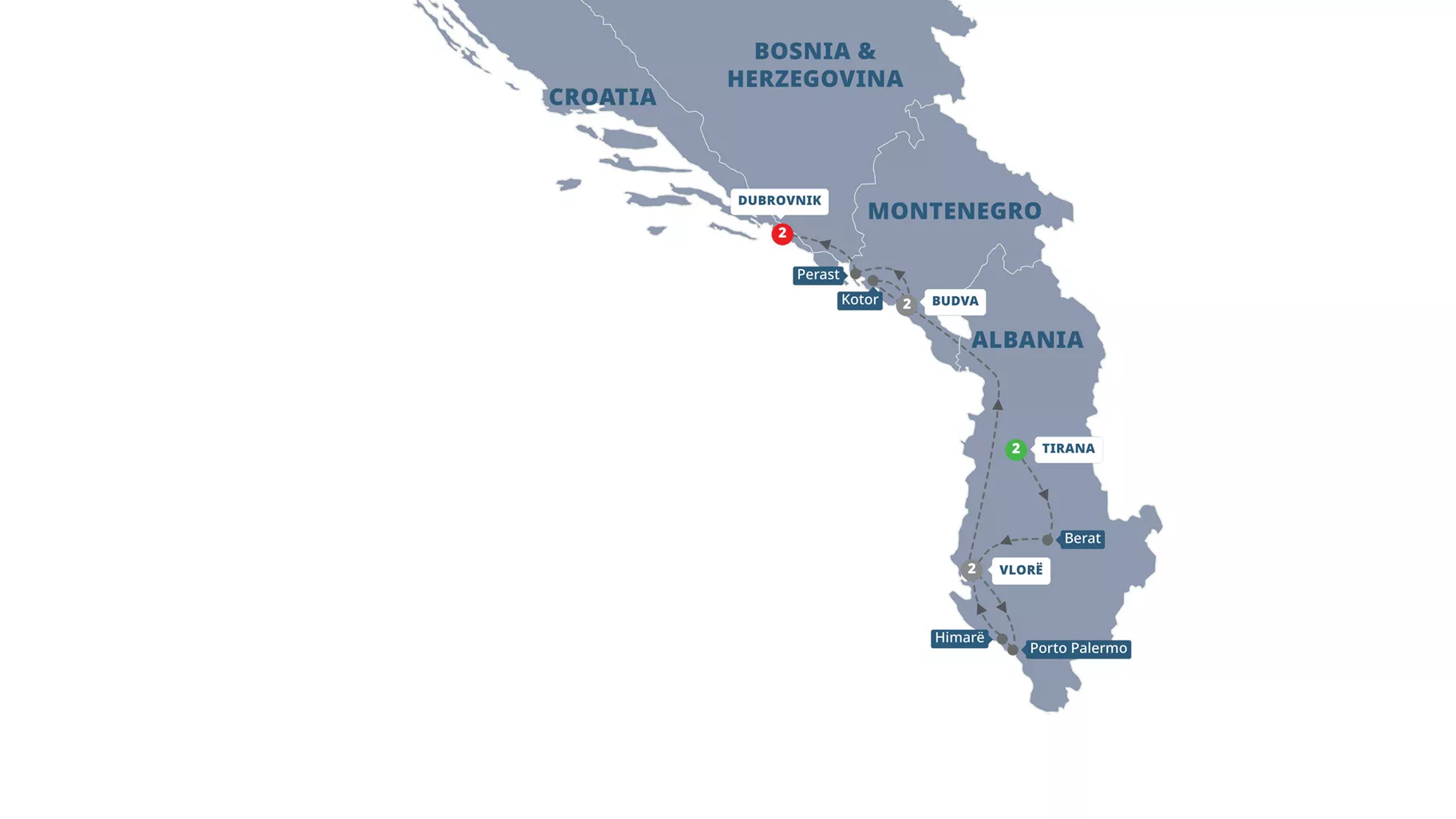Balkans Coast Explorer Guided Tour Map 2026