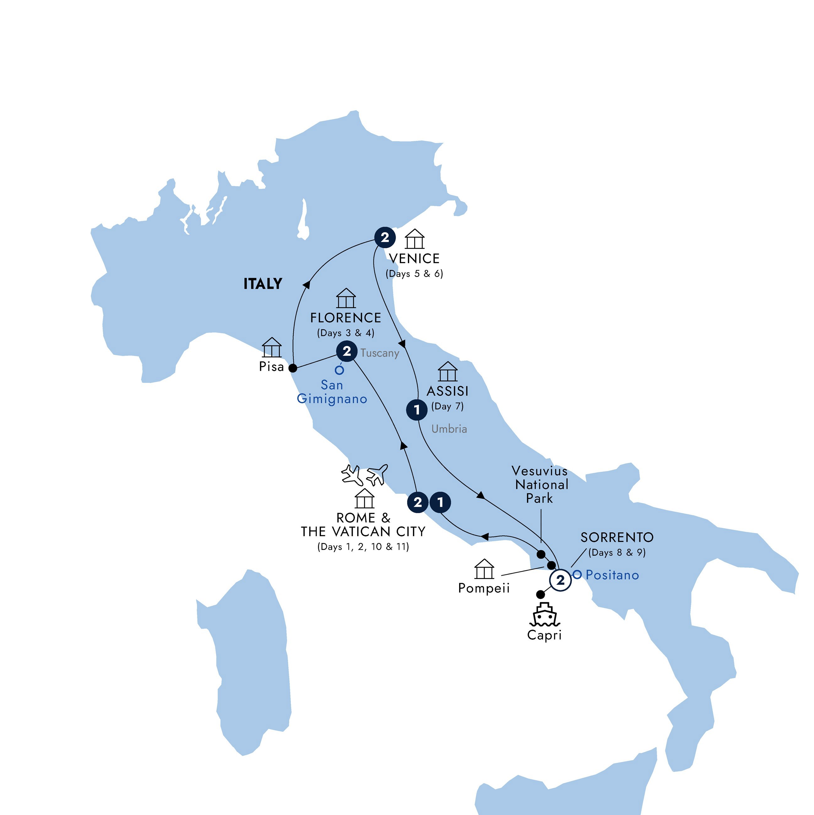 Map Best Italy Guided Tour 