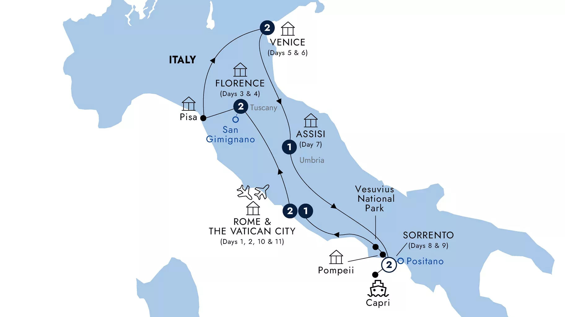 Map Best Italy Guided Tour
