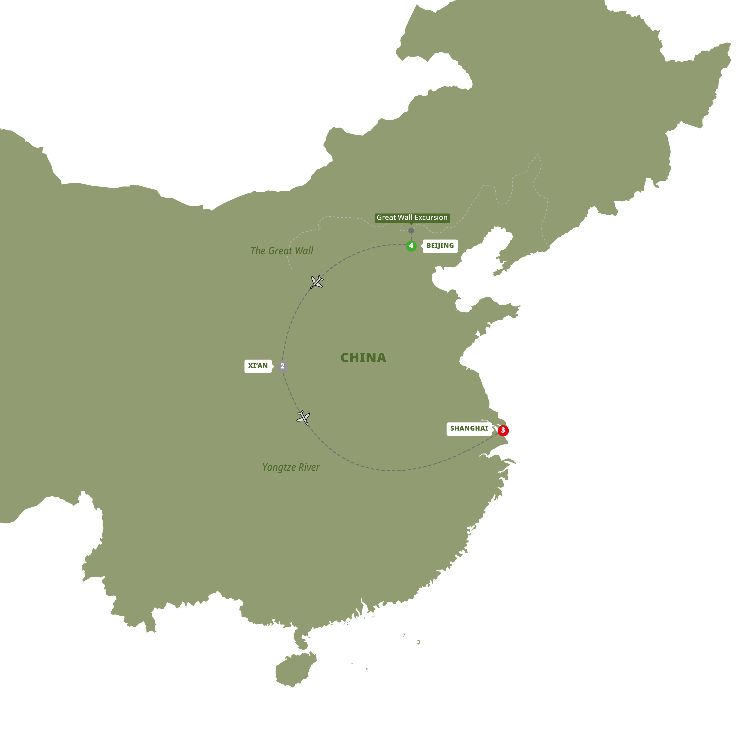 Classic China Guided Tour Map