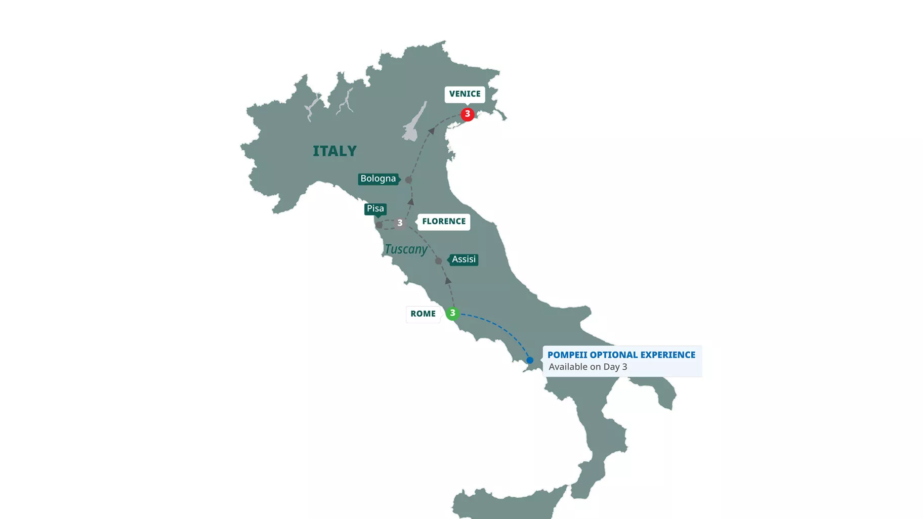 Great Italian Cities Guided Tour Map 2025