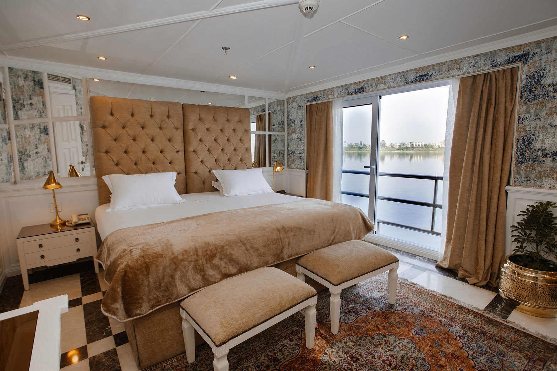 Royal Suite bedroom aboard the River Tosca, Aswan, Egypt 