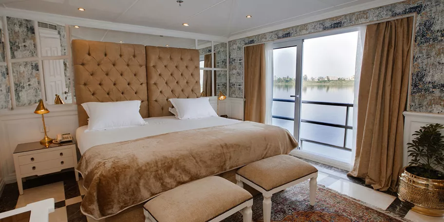 Royal Suite bedroom aboard the River Tosca, Aswan, Egypt