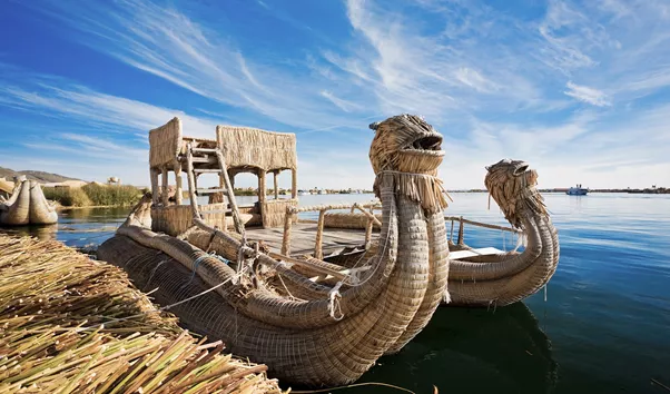 Reed Boat Puno Lake Titicaca Peru