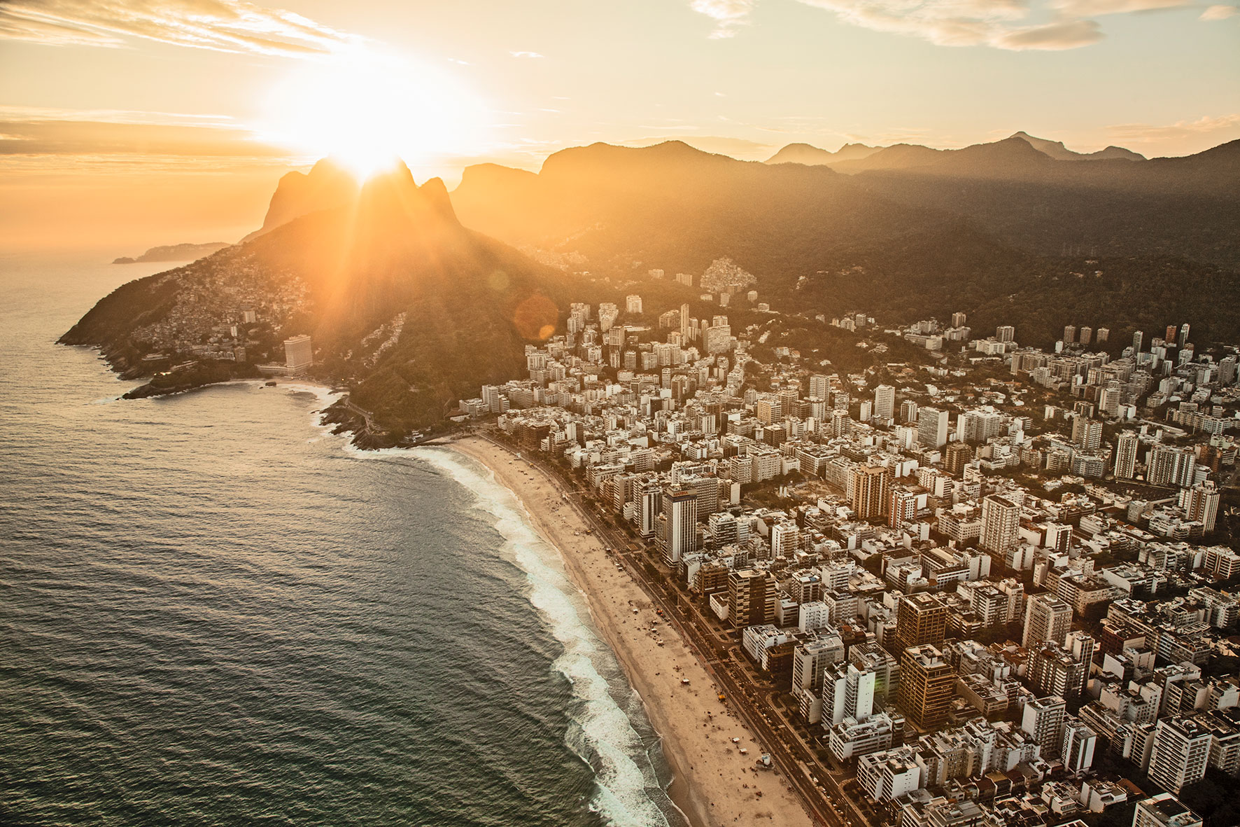 The skyline of Copacabana Beach in Rio de Janeiro, Brazil
