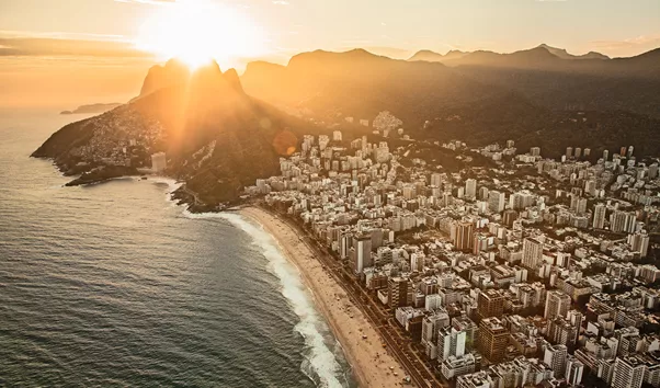 The skyline of Copacabana Beach in Rio de Janeiro, Brazil